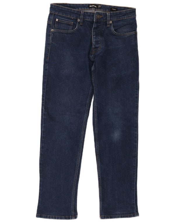 Banco Masculino Straight Jeans W30 L30 Azul Marinho Algodão