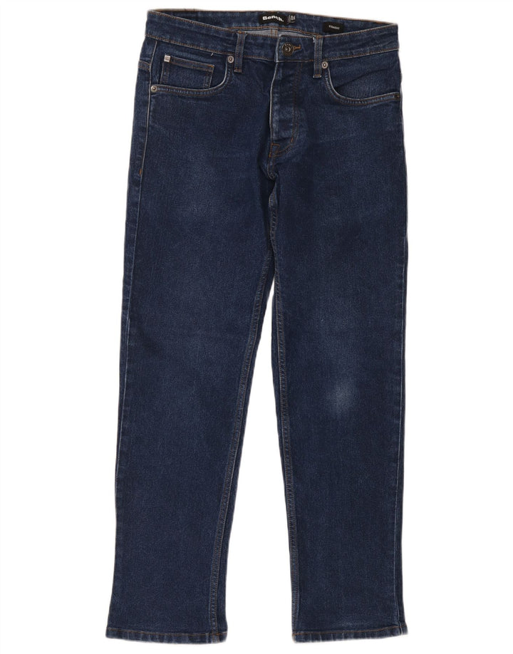 Banco Masculino Straight Jeans W30 L30 Azul Marinho Algodão