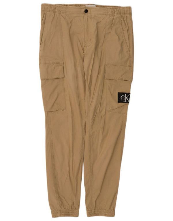 Calvin Klein Mens Joggers Cargo Pantalones Grandes W34 L29 Algodón Beige