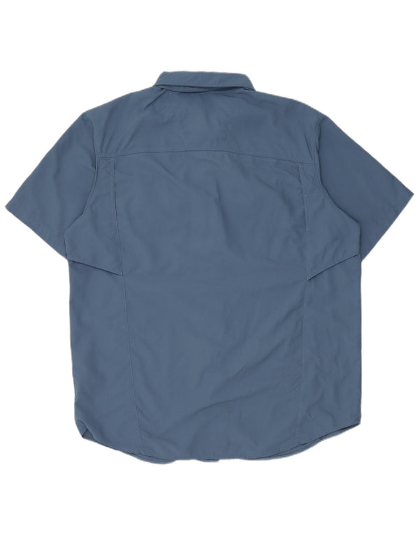 Columbia Mens Omni-Shade rövid ujjú ing nagy kék nylon