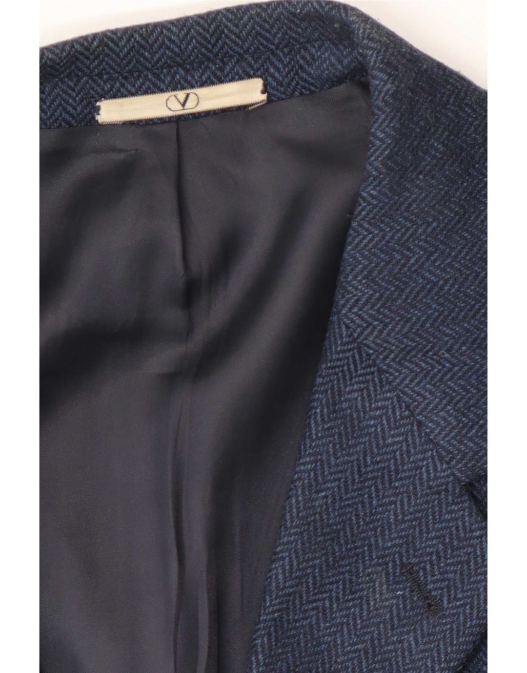 Valentino Mens 3 Button Blazer Jacket UK 38 Medium Navy Blue Herringbone