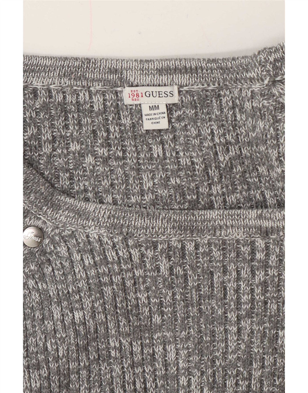 Guess Womens Boat Neck Jumper Sweater UK 14 Medium Grey Flecked