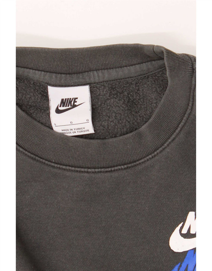 Мужской свитер с рисунком Nike, большой серый хлопковый джемпер