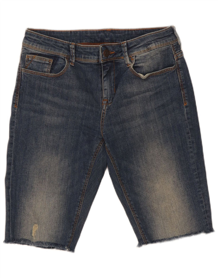 Zara Womens Distressed Denim Shorts EU 38 Small W28 Blue