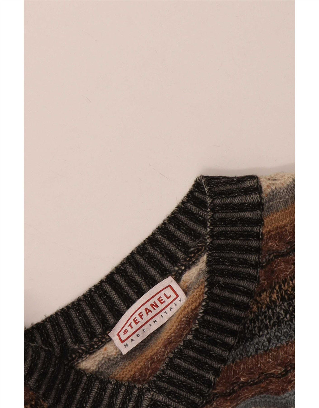 Stefanel Dame V-hals Jumper Sweater UK 14 Stor Flerfarvet Stribet