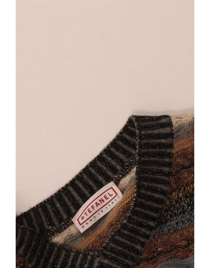 Stefanel Dame V-hals Jumper Sweater UK 14 Stor Flerfarvet Stribet