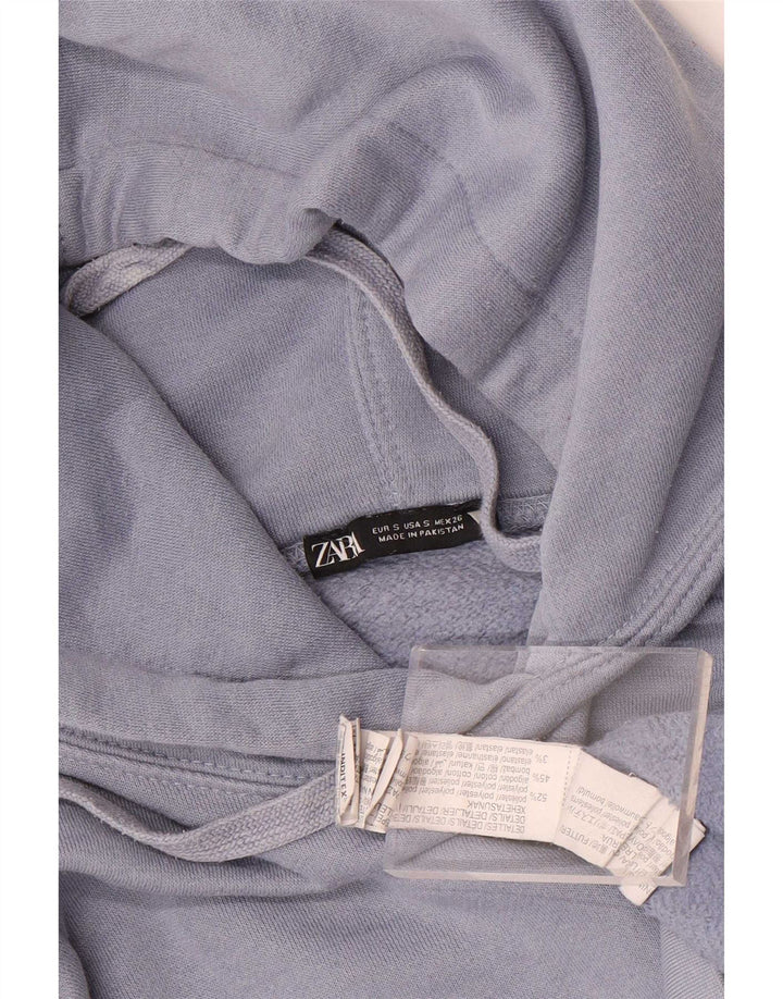 Zara Pull à capuche surdimensionné pour femme UK 10 Petit Bleu Polyester
