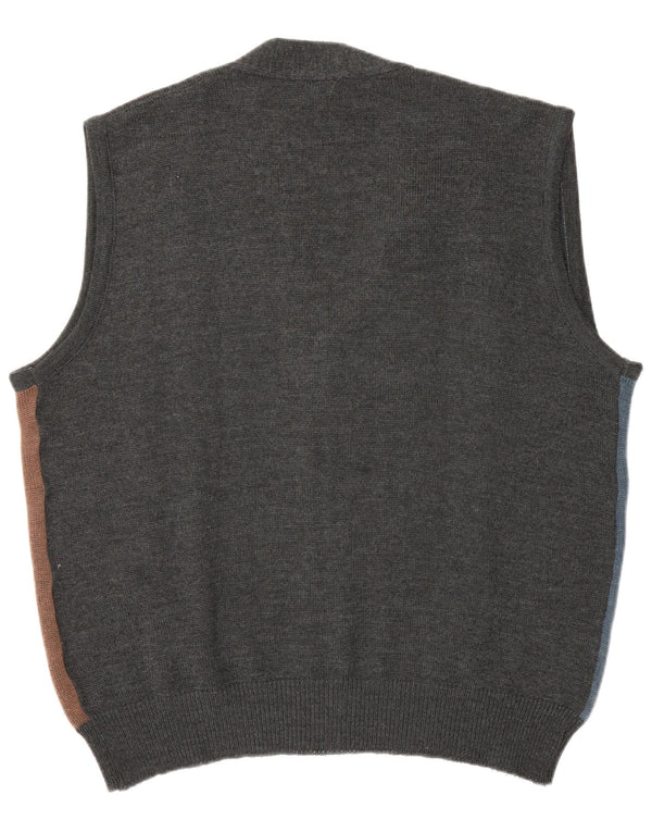 Vintage ανδρικό αμάνικο πουλόβερ IT 52 Large Grey Colourblock