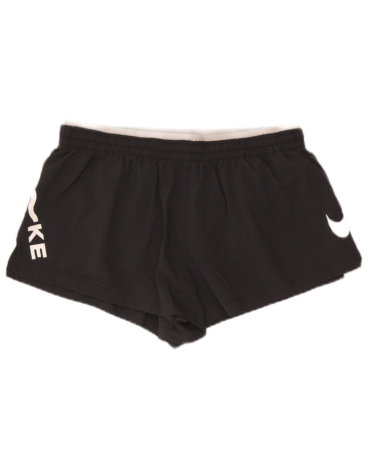Nike Womens Dri Fit Graphic Sport Shorts UK 12 Medium Black Polyester