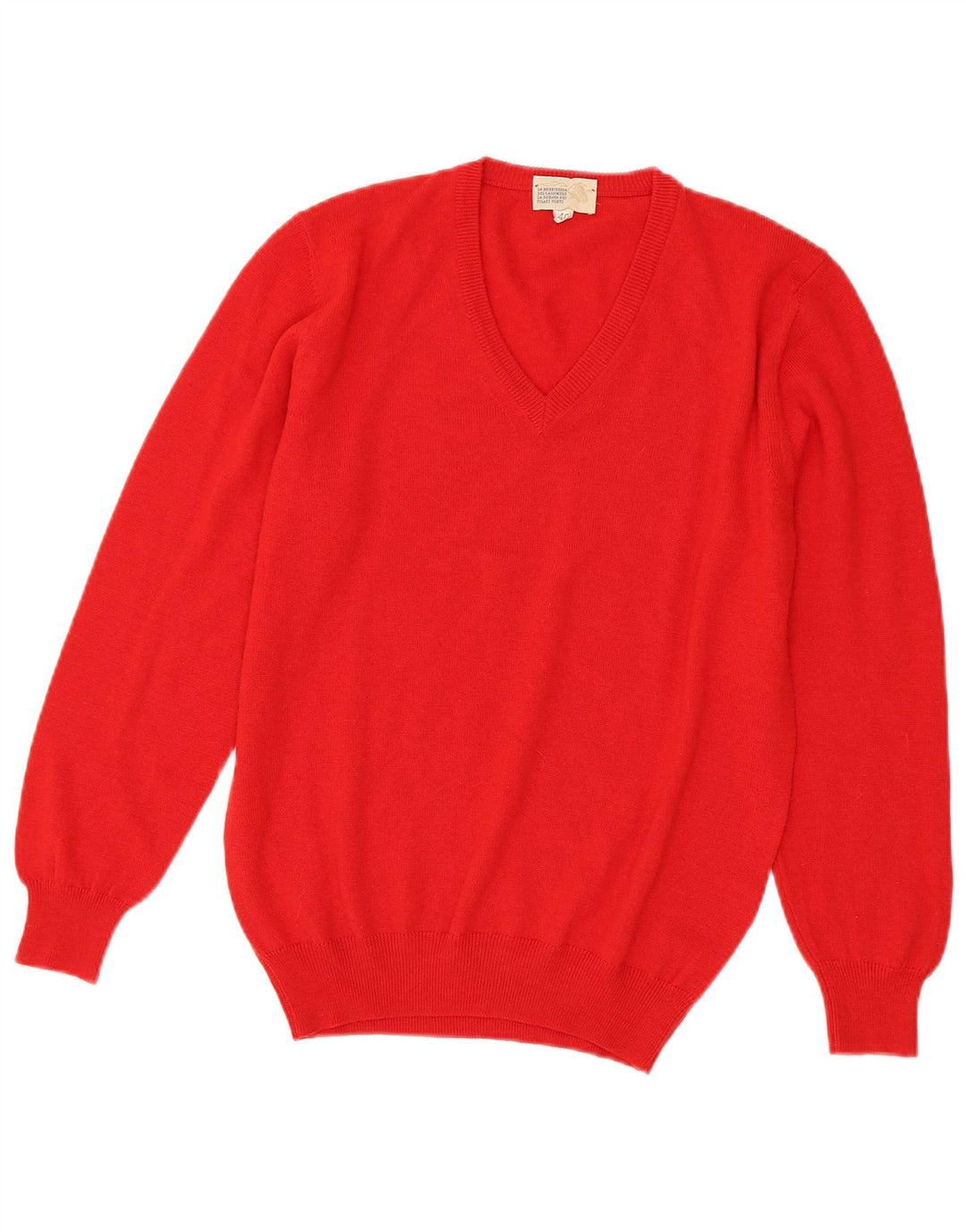 Vintage Womens V-Neck Jumper Sweater IT 46 Large Red Acrylic
