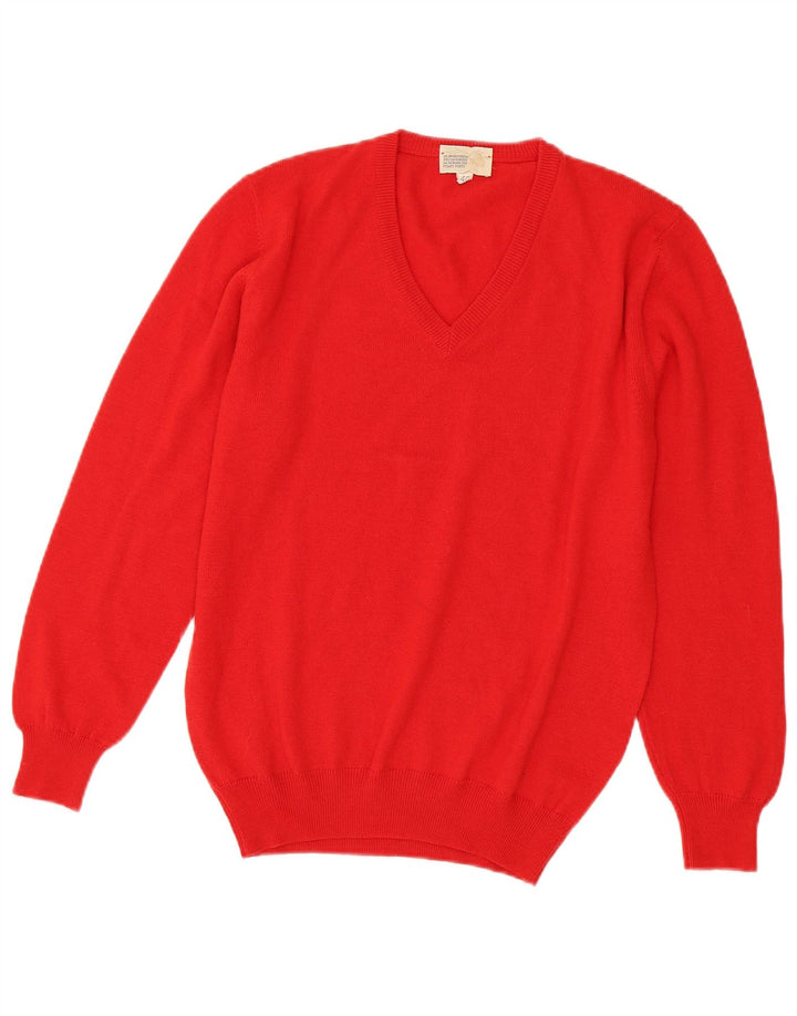 Vintage Womens V-Neck Jumper Sweater IT 46 Large Red Acrylic
