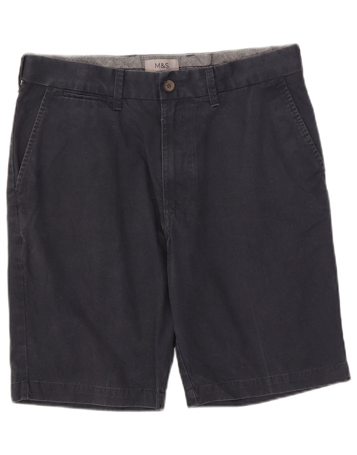 Marks & Spencer Mens Chino Shorts W32 Medium Navy Blue Cotton