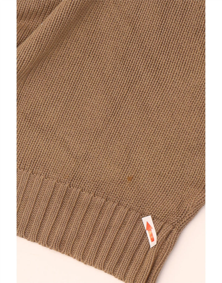 Zara Mens V-Neck Jumper Sweater Medium Brown Cotton