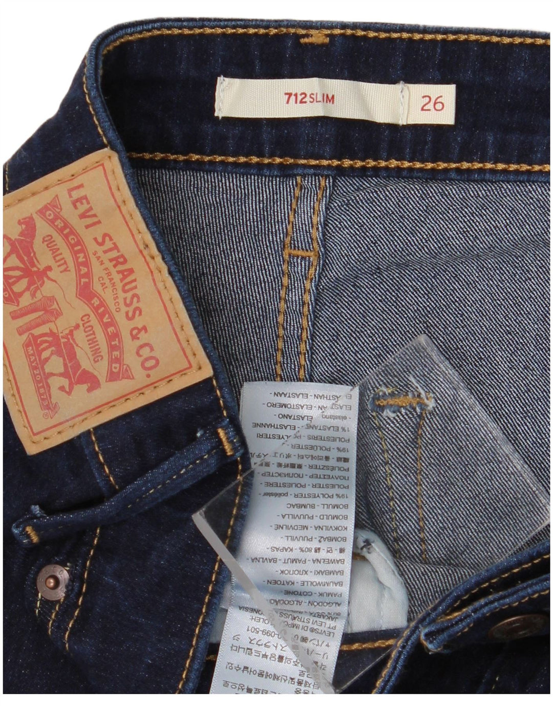 Levi's Womens 712 Slim Jeans W26 L28 Navy Blue Cotton
