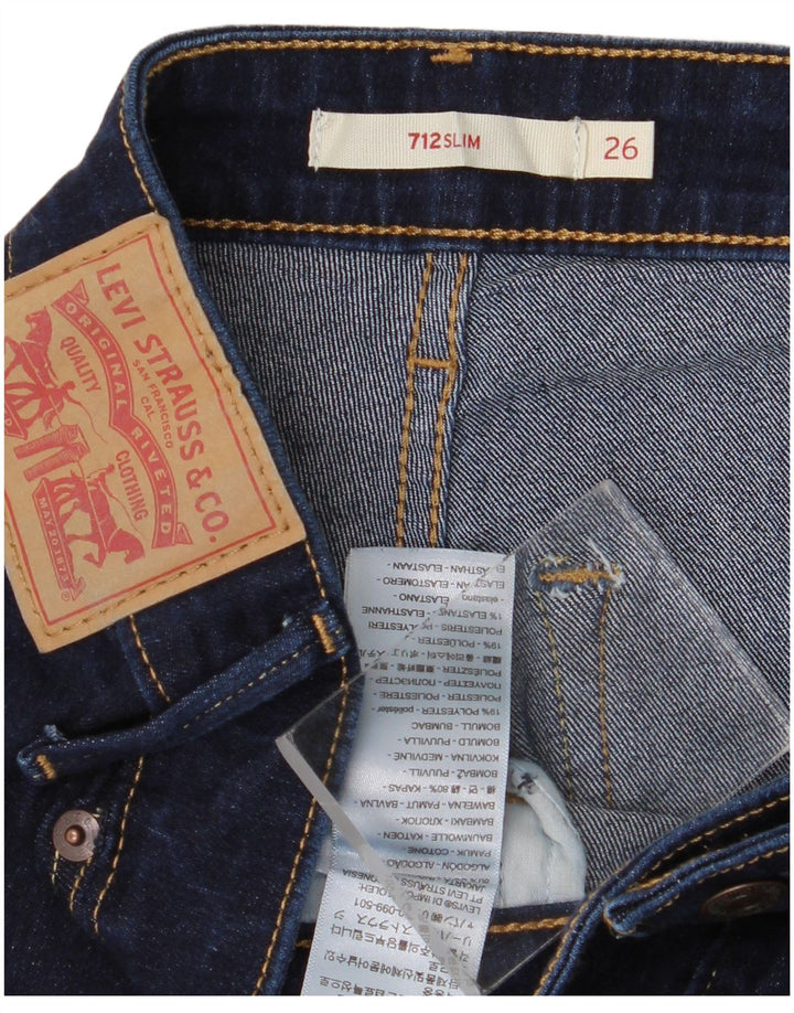 Levi's Womens 712 Slim Jeans W26 L28 Navy Blue Cotton