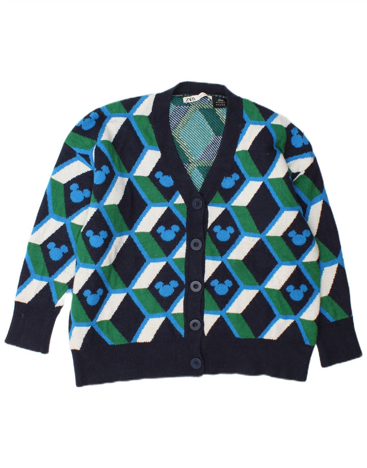 Zara Womens Oversized Cardigan Sweater UK 10 Small Multicoloured Geometric