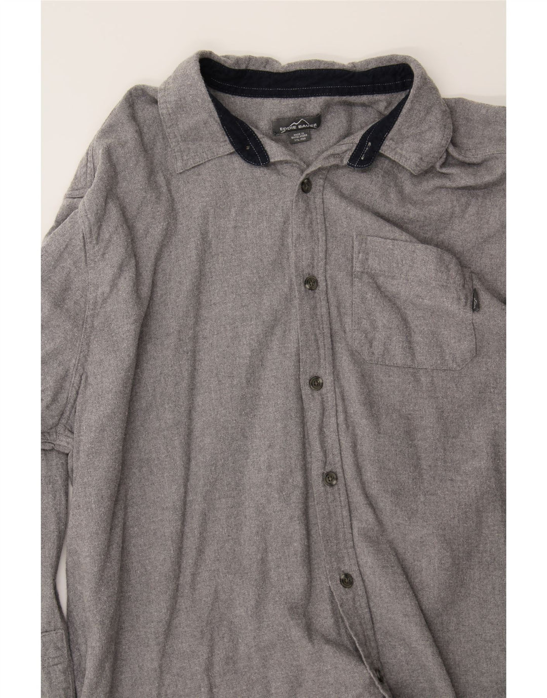 EDDIE BAUER Mens Flannel Shirt 2XL Grey Cotton Vintage Eddie Bauer and Second-Hand Eddie Bauer from Messina Hembry 