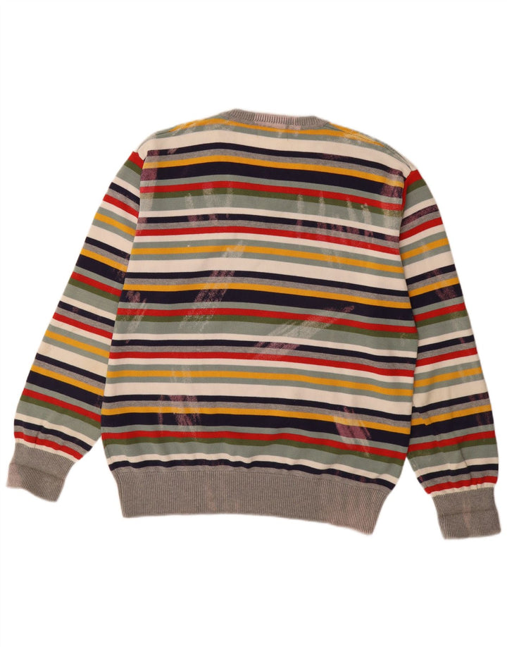 JACK & JONES Mens Graphic V-Neck Jumper Sweater 2XL Multicoloured Striped