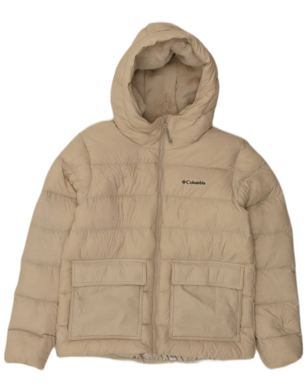 Columbia Veste matelassée à capuche Omni-Heat pour femme UK 14 Nylon beige moyen