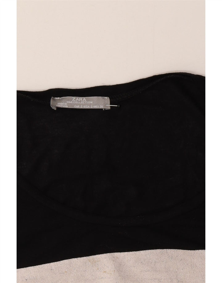 Zara Womens Graphic T-Shirt Top UK 10 Small Black