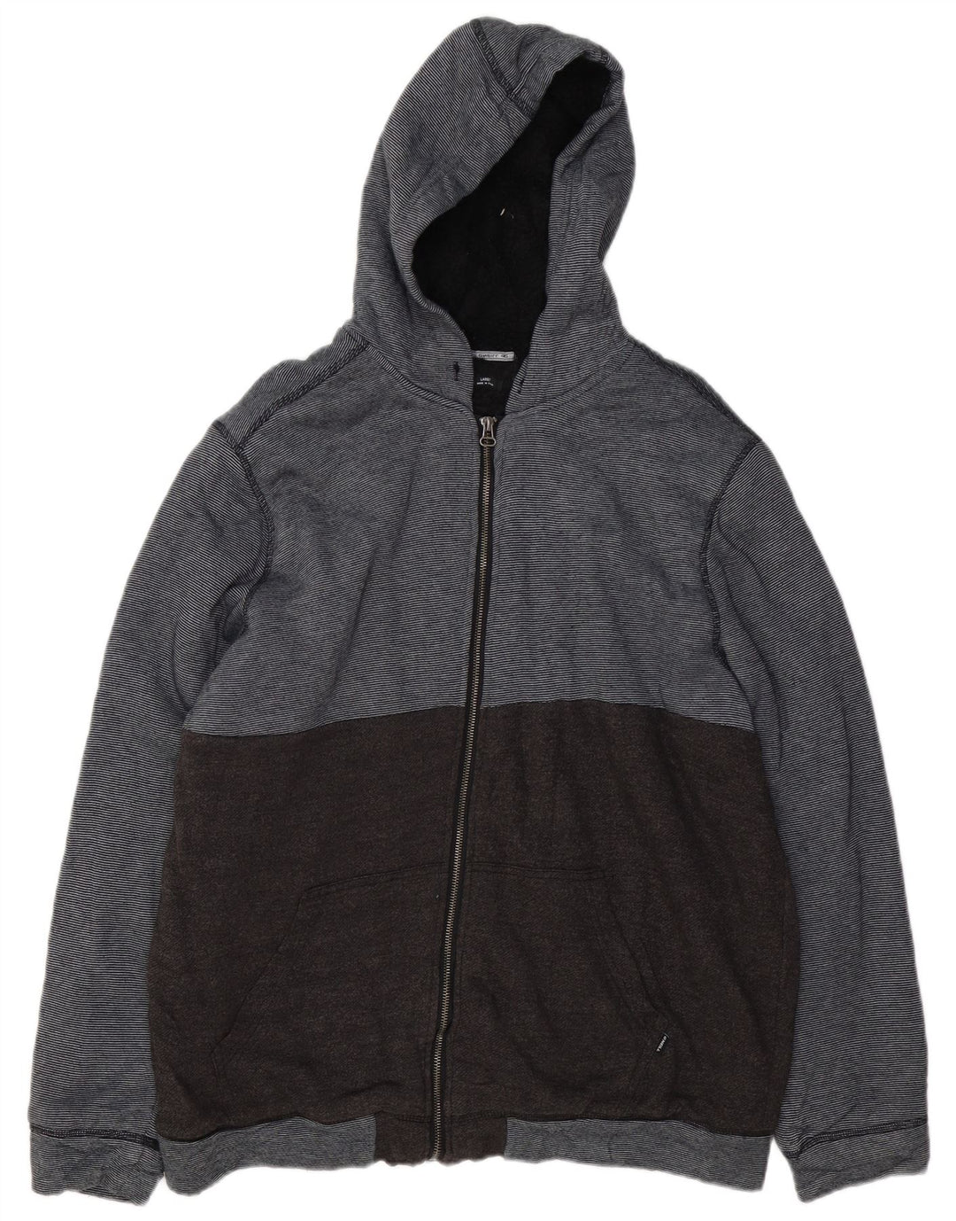 O'Neill Mens Zip Hoodie Sweater Large Black Striped Polyester