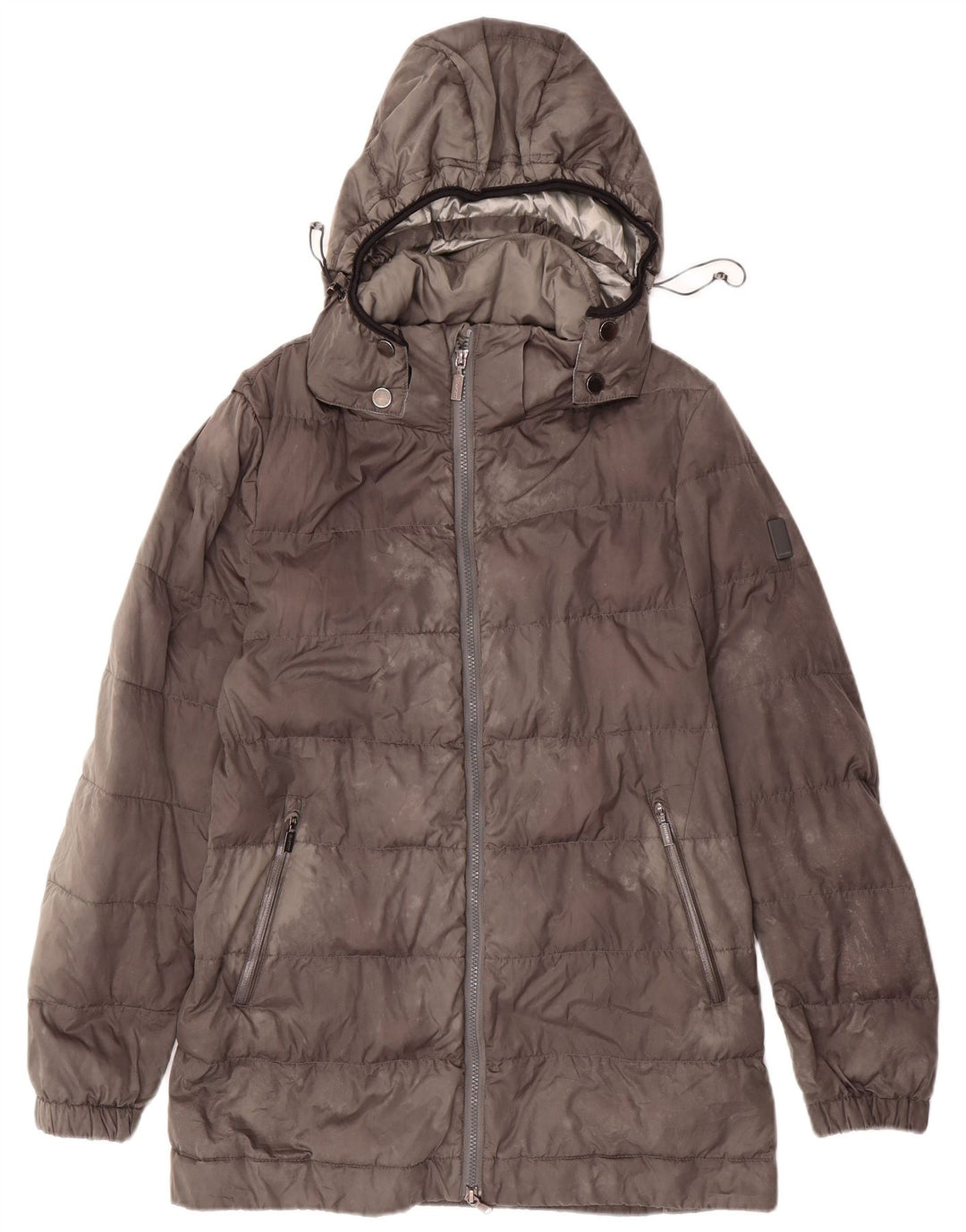 GEOSPIRIT Womens Hooded Padded Coat UK 10 Small Grey Polyester