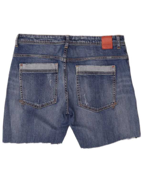 Zara Womens Denim Shorts EU 40 Medium W30  Blue Floral