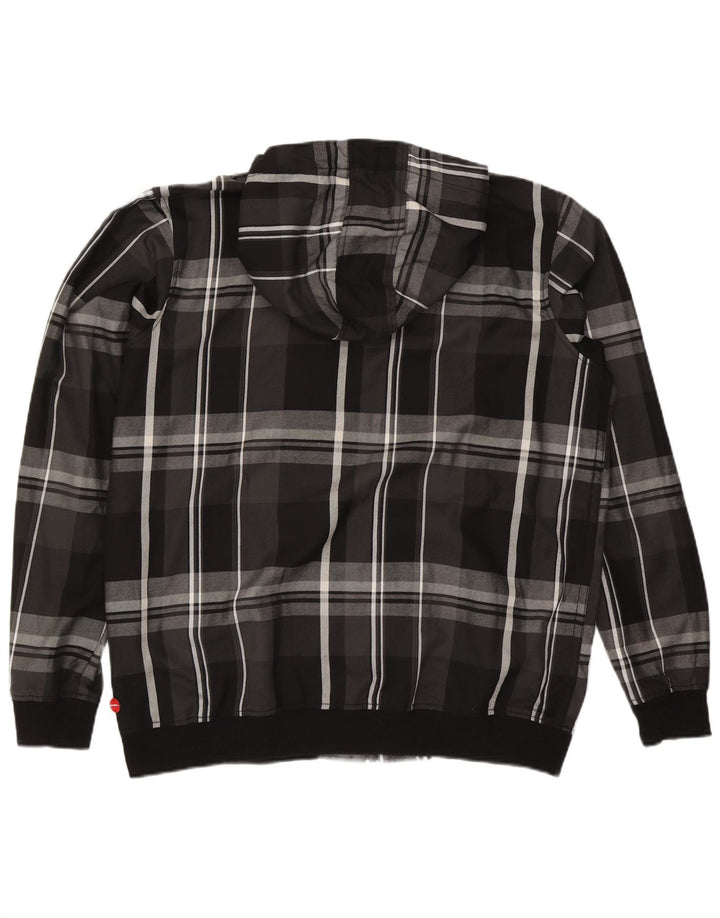 O'Neill Mens Hooded Bomber Jacket UK 46 2XL Black Check Polyester