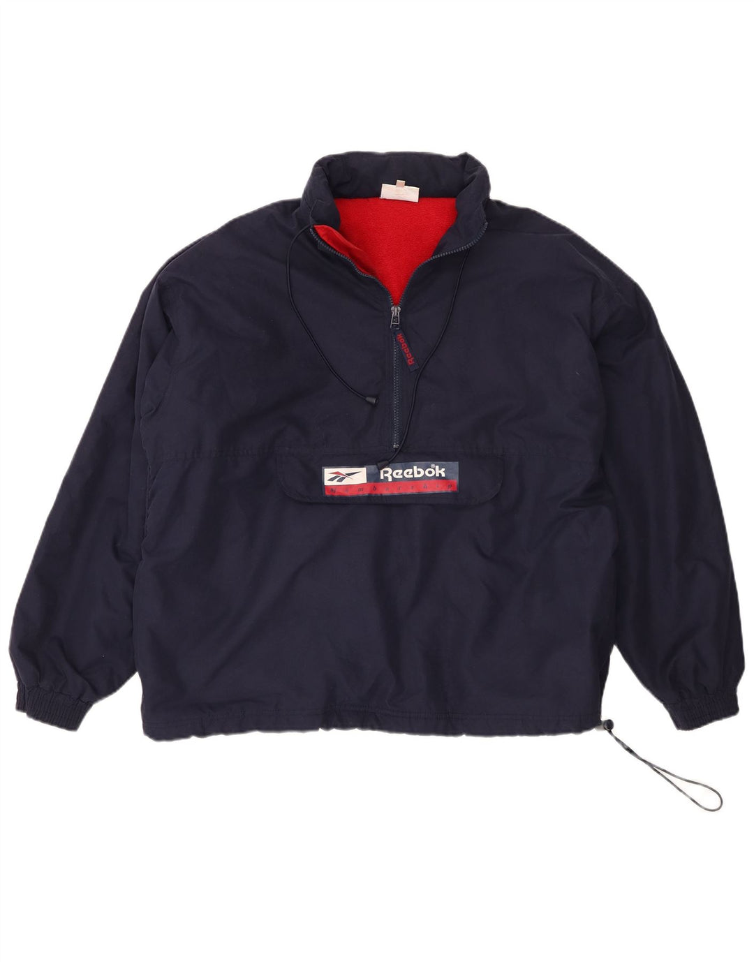 Reebok Mens Oversized Hooded Graphic Anorak Jacket UK 36 Small Navy Blue