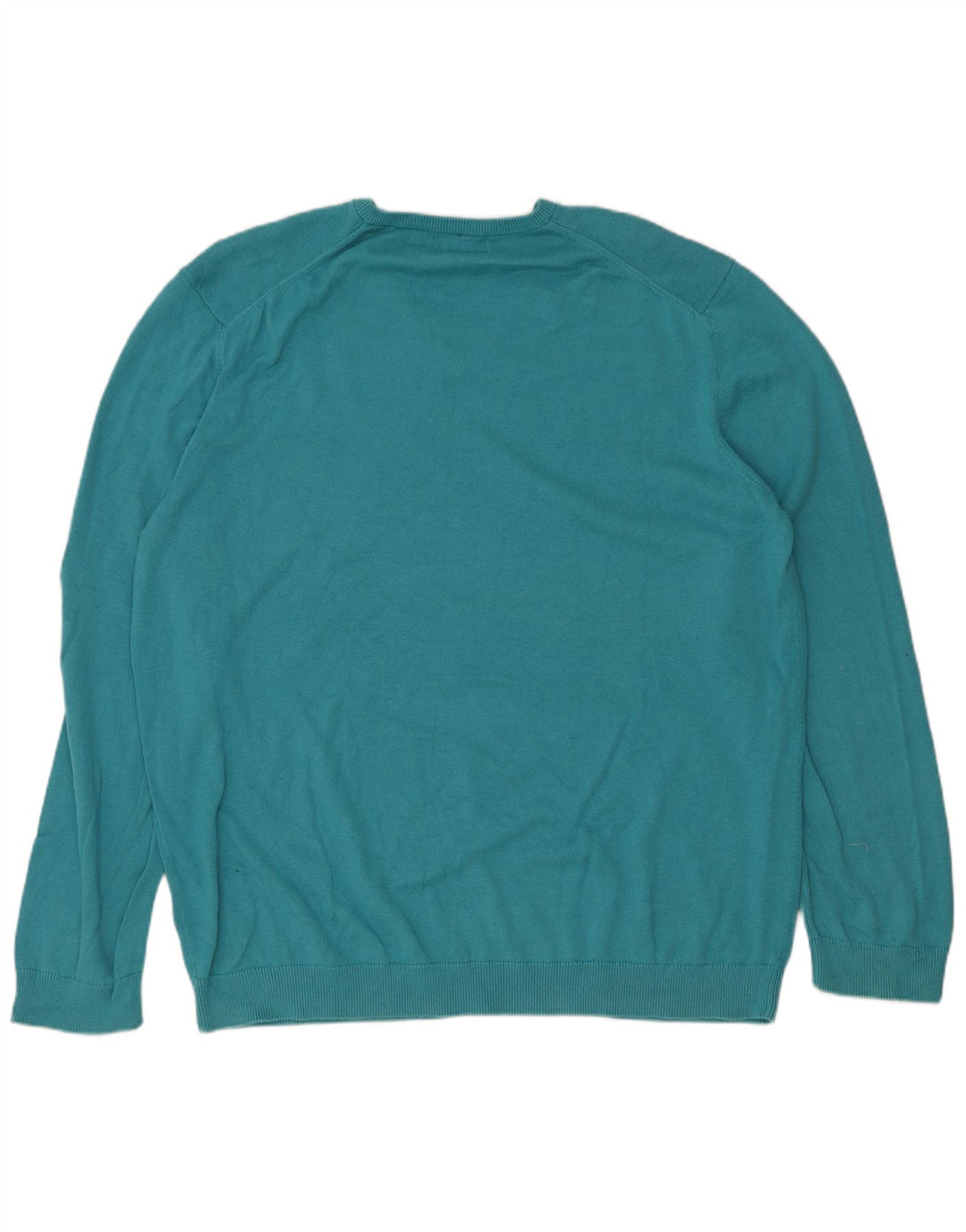 Marks & Spencer Mens V-Neck Jumper Sweater 2XL Turquoise Cotton