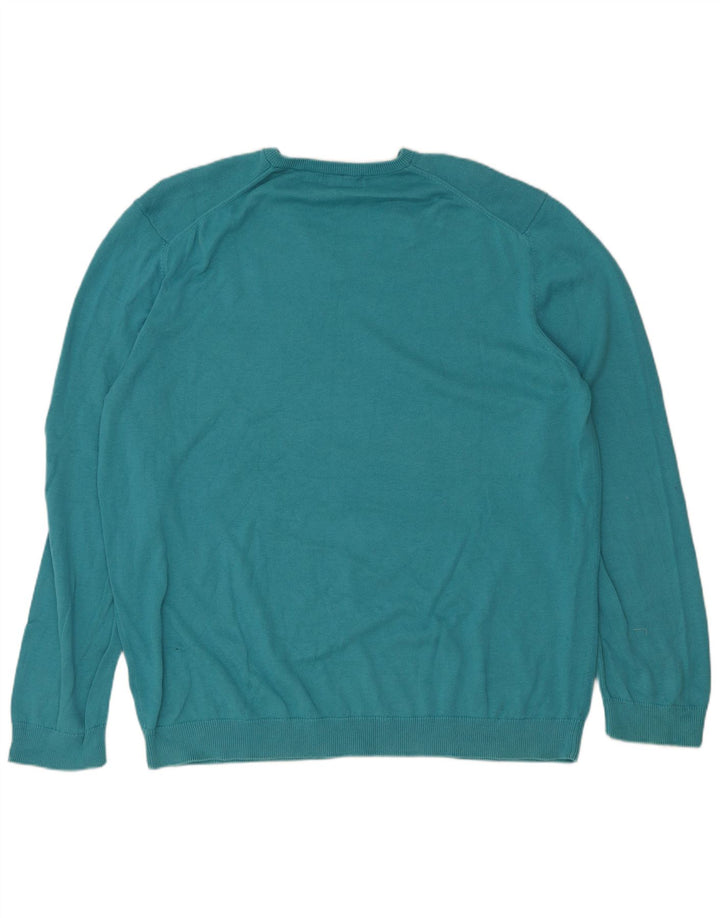 Marks & Spencer Mens V-Neck Jumper Sweater 2XL Turquoise Cotton