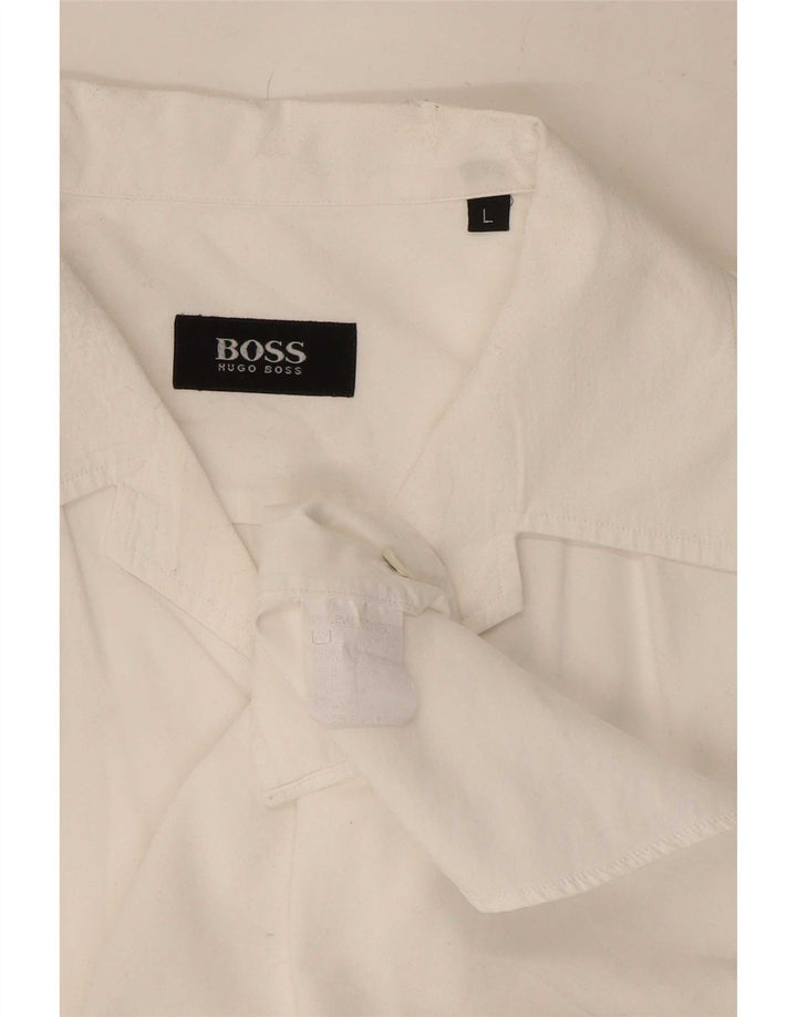 Camicia da uomo Hugo Boss Large in cotone bianco