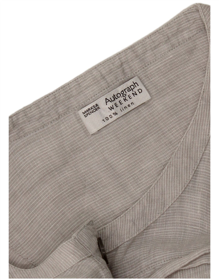Marks & Spencer Womens 3/4 Sleeve Shift Dress UK 14 Large Grey Linen