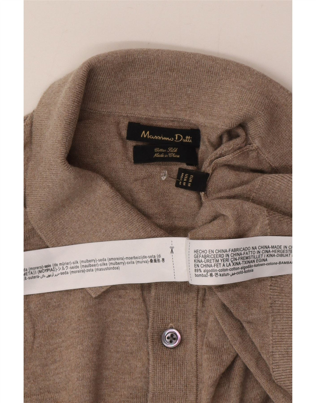 Massimo Dutti Maglione da uomo con collo alto in cotone beige medio