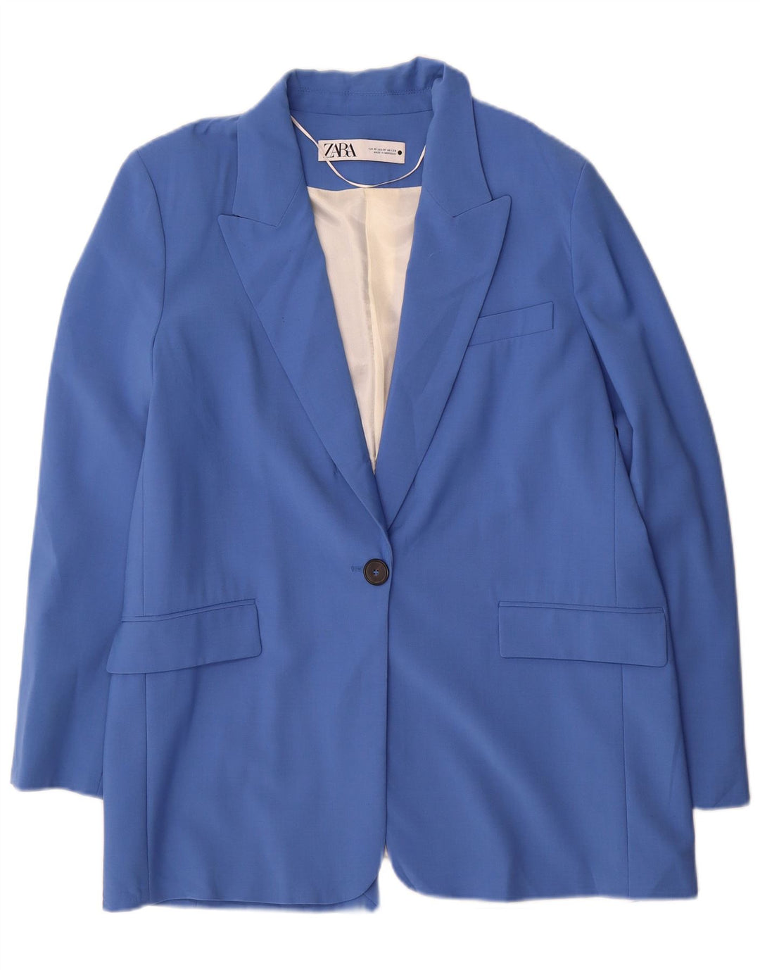 Zara Mujer Chaqueta Blazer De 1 Botón UK 44 Poliéster Azul Medio