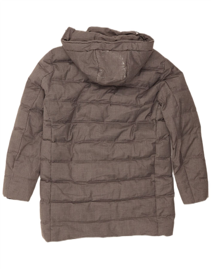 Zara Mens Hooded Padded Coat UK 36 Small Grey Polyester