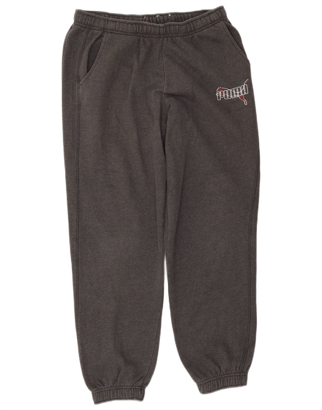 PUMA Mens Graphic Tracksuit Trousers Joggers Large  Grey Cotton