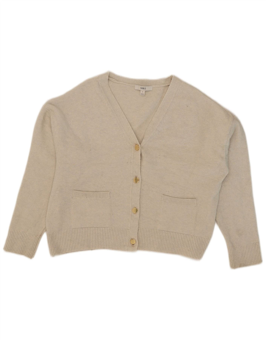 Marks & Spencer Womens Oversized Cardigan Sweater UK 14 Medium Beige