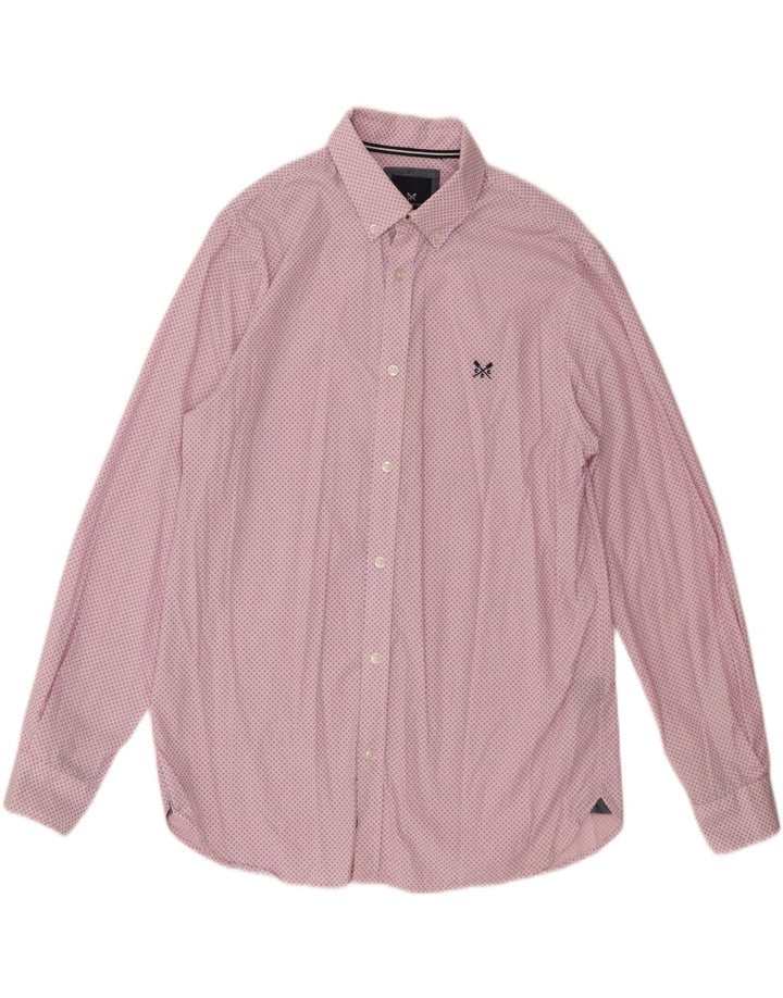 Crew Clothing Mens Classic Fit Shirt Medium Pink Spotted Cotton