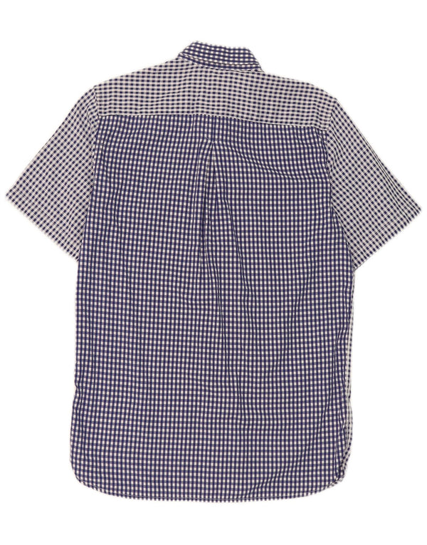 Fred Perry Chemise à manches courtes pour homme en coton à petits carreaux bleus