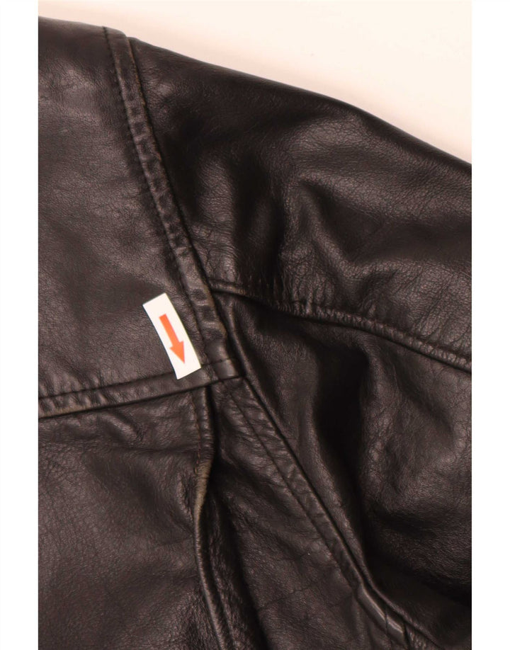 Chaqueta de cuero vintage para hombre IT 48 Medio Negro