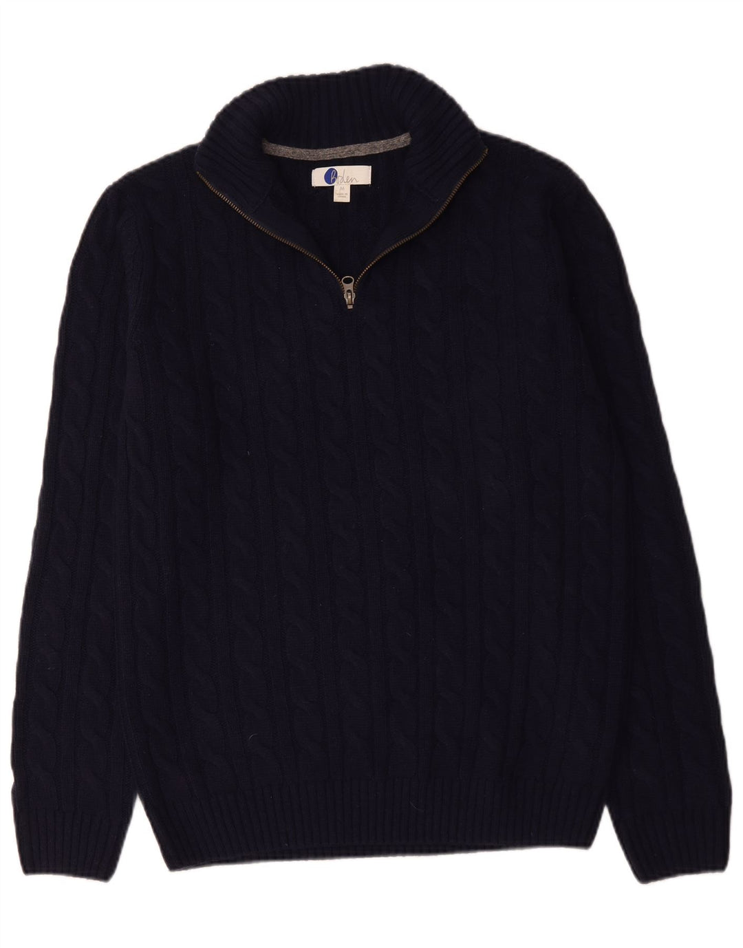Boden Herre Zip Neck Jumper Sweater Medium Navy Blue Uld