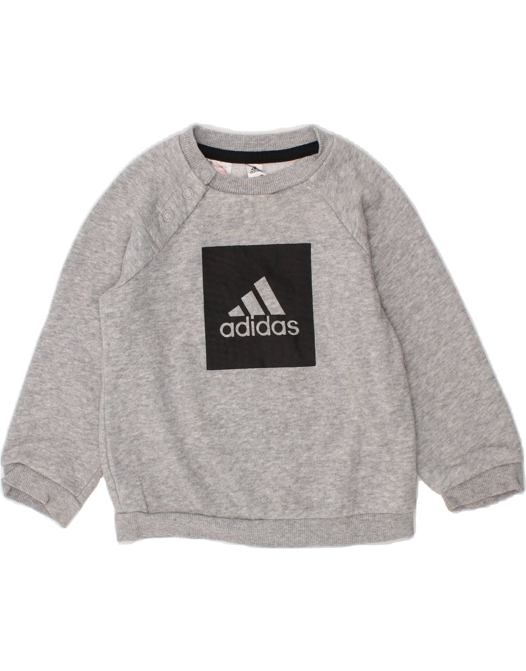 ADIDAS Baby Boys Graphic Sweatshirt Jumper 9-12 Months Grey Cotton Vintage Adidas and Second-Hand Adidas from Messina Hembry 