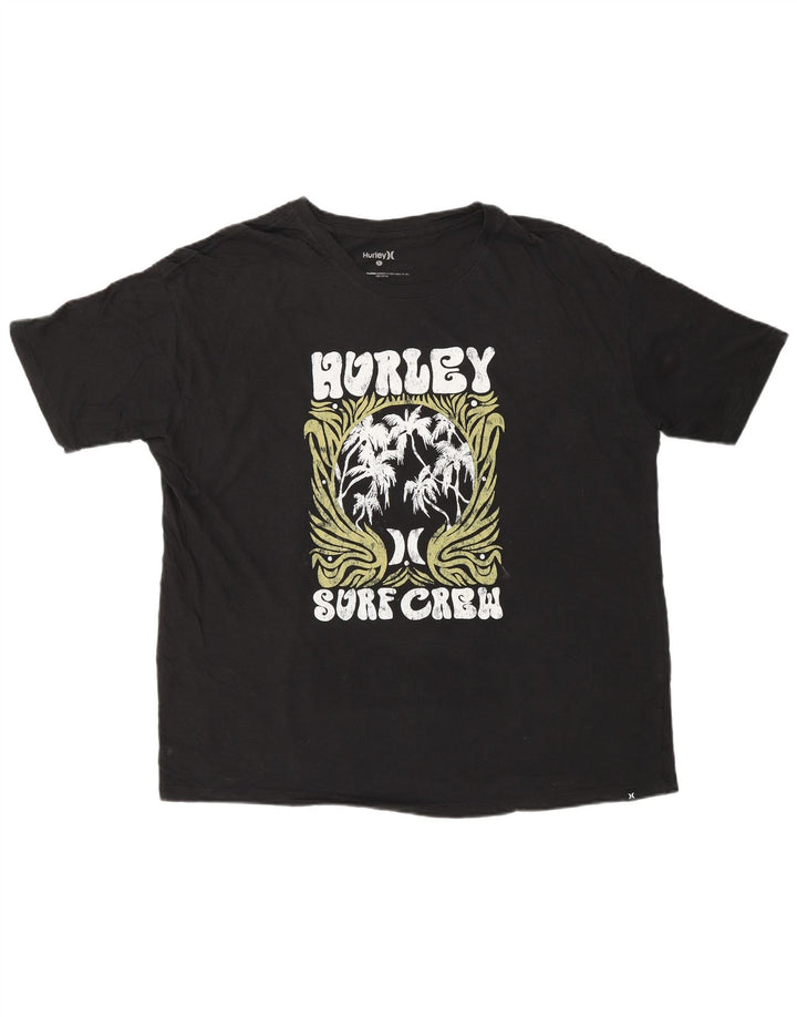 HURLEY Mens Graphic T-Shirt Top Large Black Cotton