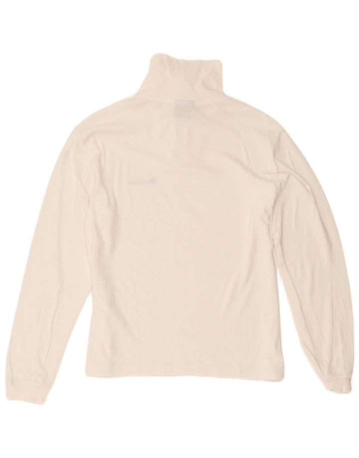Champion Womens Zip Neck Top Long Sleeve UK 14 Medium White Cotton