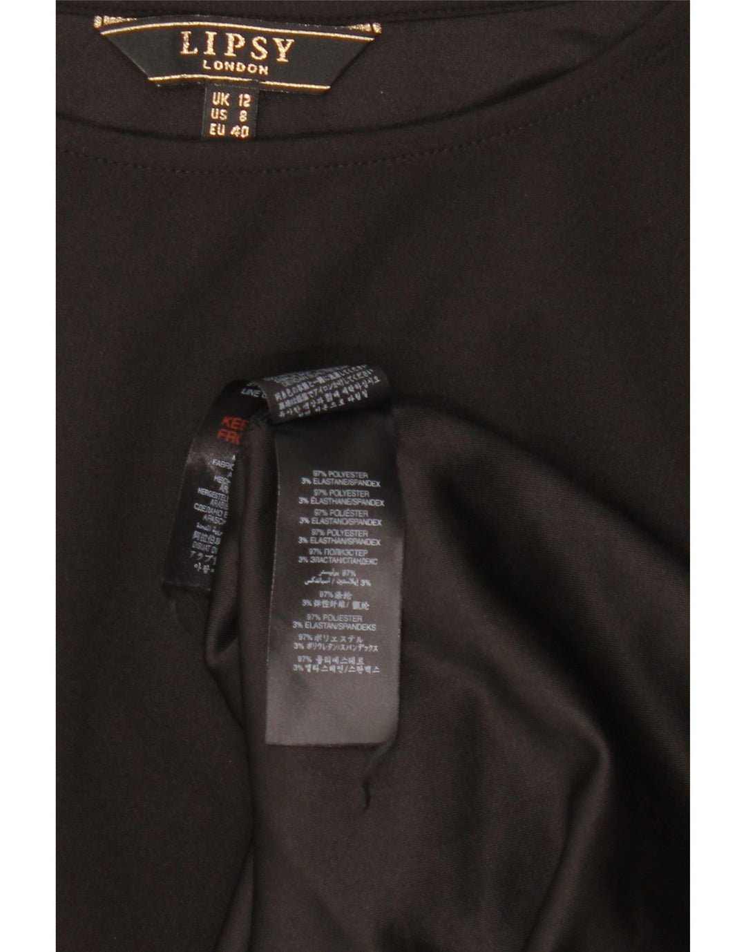 LIPSY Womens Bodycon Dress UK 12 Medium Black Polyester