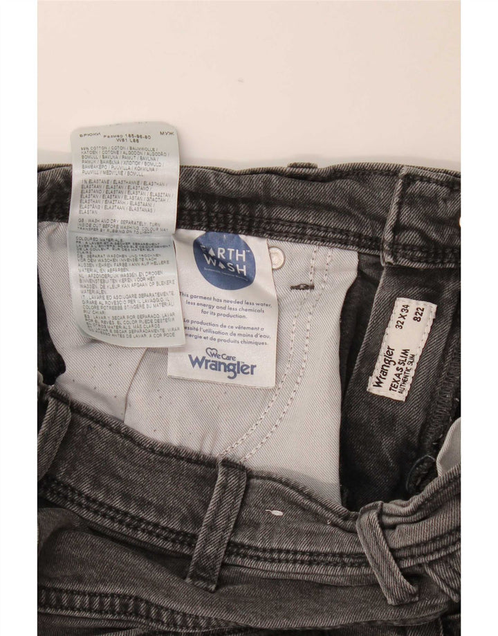 Wrangler Mens Texas Slim Jeans W32 L34 Grey Cotton