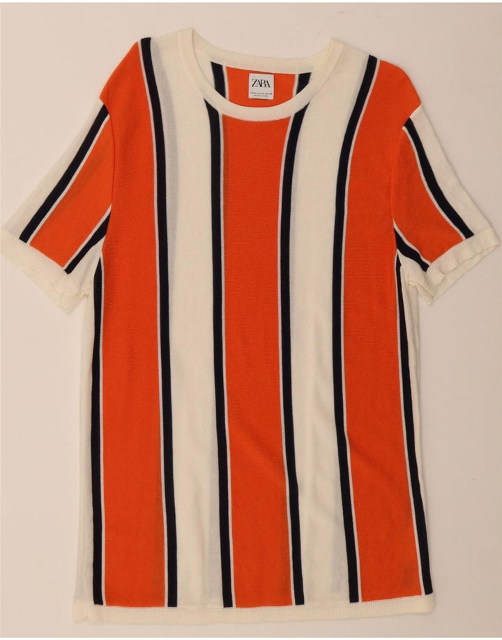 Zara Womens Basic Dress UK 18 XL Hvidstribet viskose