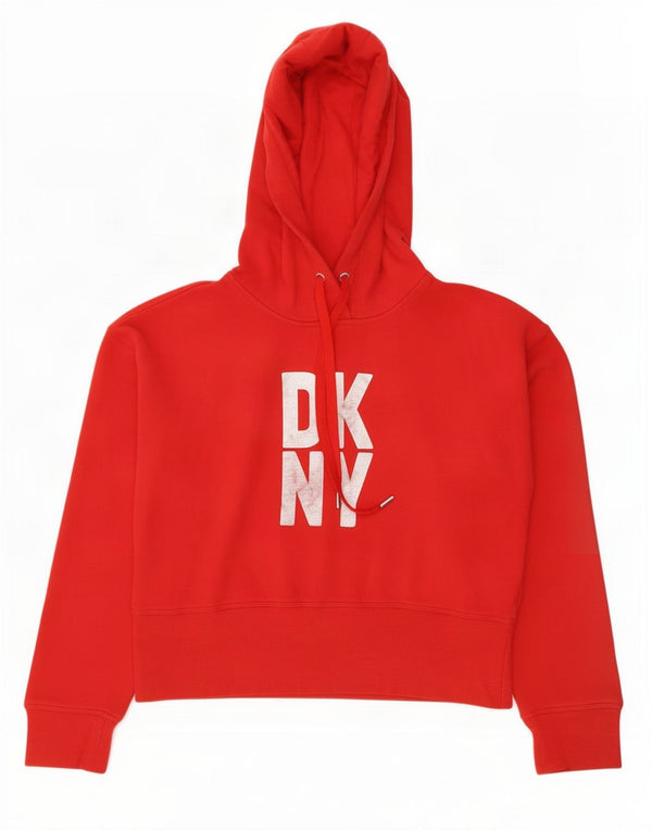 Dkny ženska prevelika skraćena majica s kapuljačom UK 6 XS, crveni pamuk