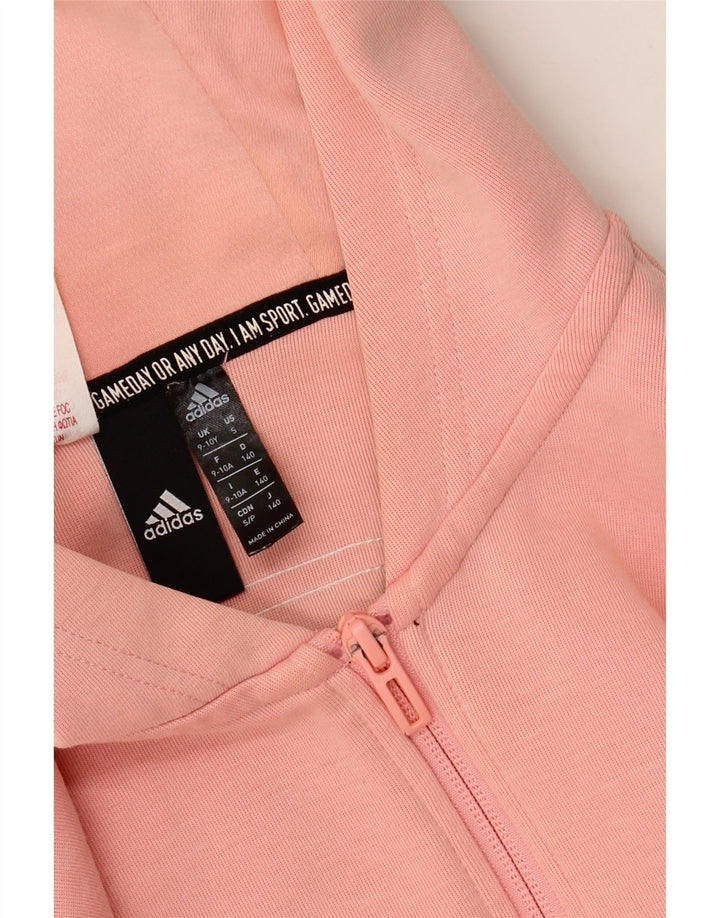 ADIDAS Girls Crop Zip Hoodie Sweater 9-10 Years Pink Vintage Adidas and Second-Hand Adidas from Messina Hembry 